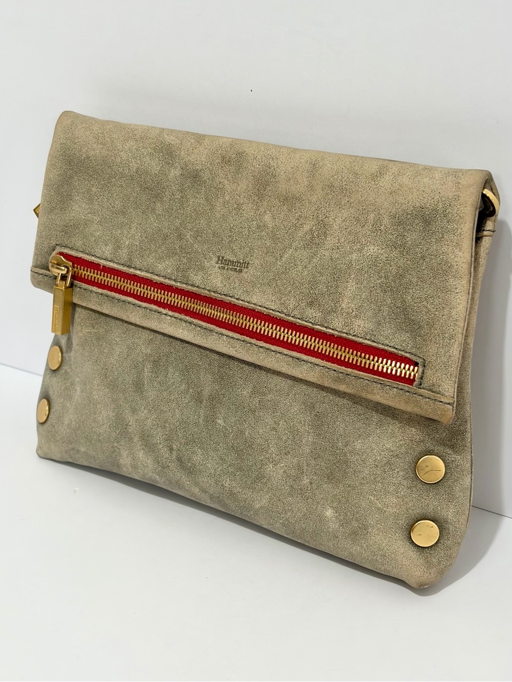 Hammitt VIP Medium Crossbody In Pewter With Gold Hardware/Red Zip - Picture 3 of 16